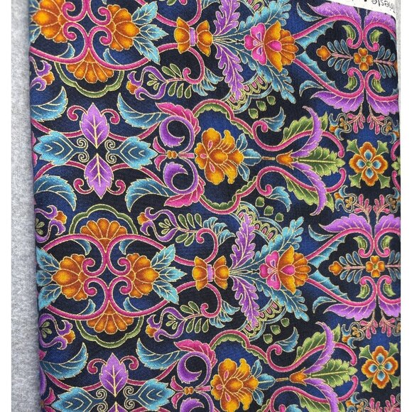 Vibrant Floral & Leaf Print Cotton Fabric by Robert Kaufman 1/2 yard x 44" - Picture 6 of 9